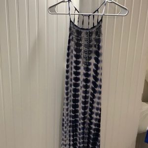 Express blue and white tie dye maxi dress